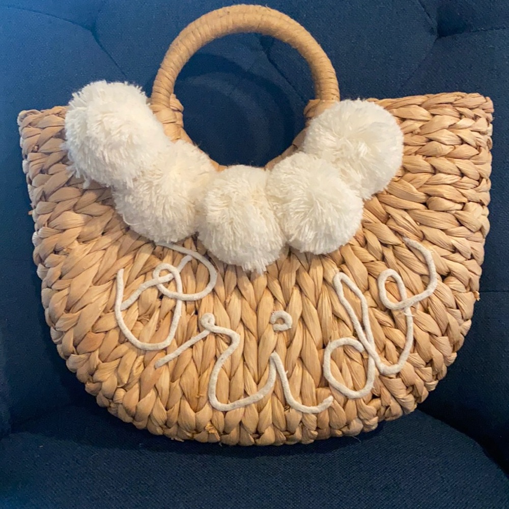 Pompom Rattan/Straw Bride Purse- Good Condition